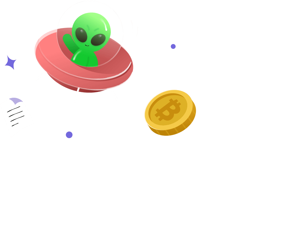 An Alien with red UFO flying